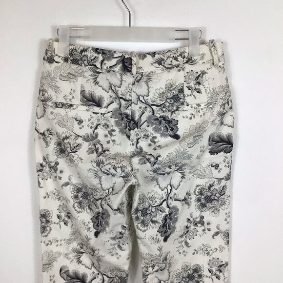 ZARA Floral Toile Black & White Ankle Pants size 4 - Picture 4 of 5